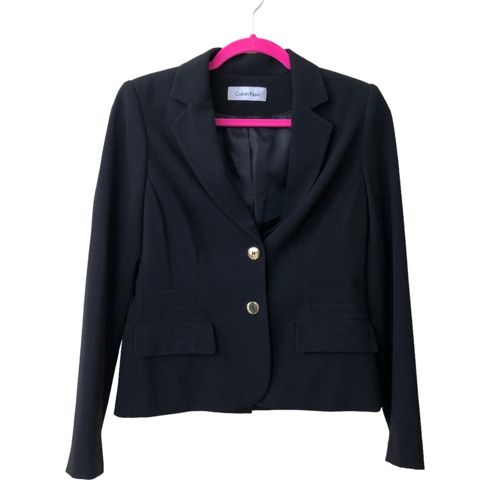 Calvin Klein Black Fully Lined Suit Jacket w/Stamped Buttons